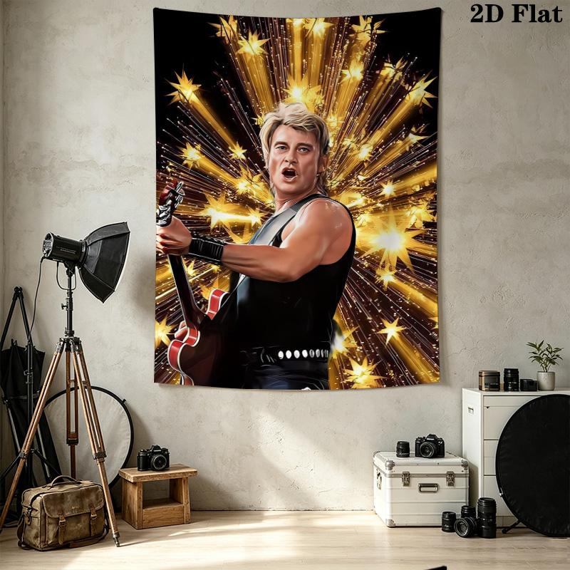 Johnny Hallyday Wall Tapestry Aesthetic Wall Hanging Printed Fabric Blanket Decorative Tapestries For Bedroom Living Room Home Decor