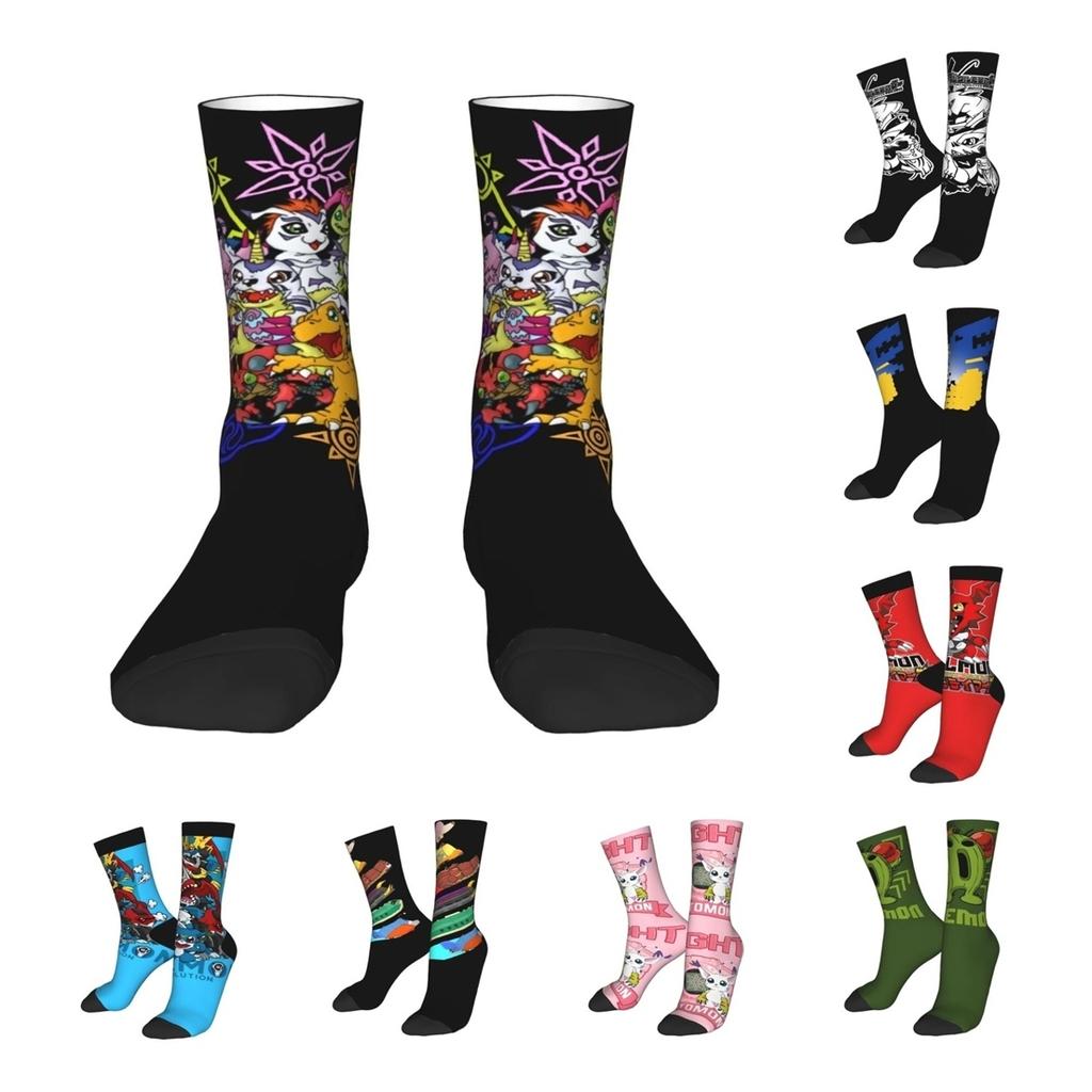Winter Warm Hip-hop Unisex Digimon and Crests Socks Nostalgic Anime Breathable Skateboard Socks