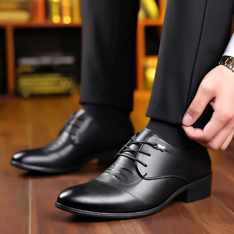 Height Increasing Men Dress Elevator Shoes Increased Mens Business Formal Shoes Youth Men's Suit Wedding Oxfords