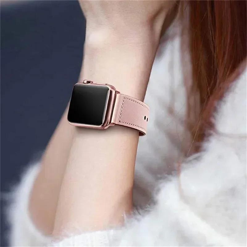 Ремешок из кожи для часов Apple Watch Band 44 мм 45 мм 41 мм 40 мм 42 мм 38 мм 49 мм 45 мм браслет Correa IWatch Series 8 Ultra 3 6 SE 7 ремешок