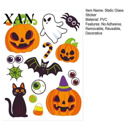 Halloween Window Clings Cute Static Cling Stickers, Pumpkin Ghost Bat Black Cat Glass Spider Eyeball Decals Decals, No Adhesive Removable Art for Home
