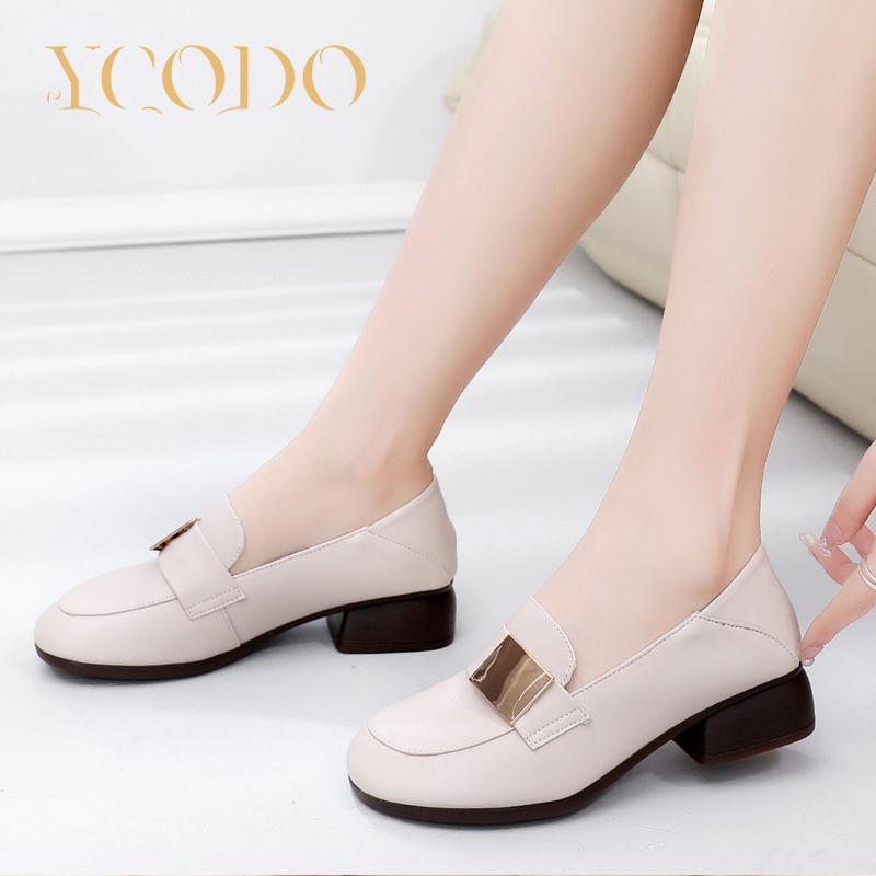 Женские туфли на каблуке из натуральной кожи весной и осенью с удобными лоферами, повседневные лоферы для студенток