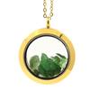 Stones and Minerals. Raw Tsavorite Garnet Necklace. 25 Mm Medallion Model. Gold Color.