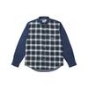 Spring 2023 Plaid Turn-Down Collar Long Sleeve Shirt Unisex Tops Navy-Blue PLC23005