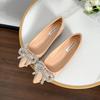 Fashion Ladies Japanned Leather Bowtie Flat Shoes Crystal Beading Bowknot OL Dress Shoes Woman 5cm Height Increasing Ballet Flats 2025