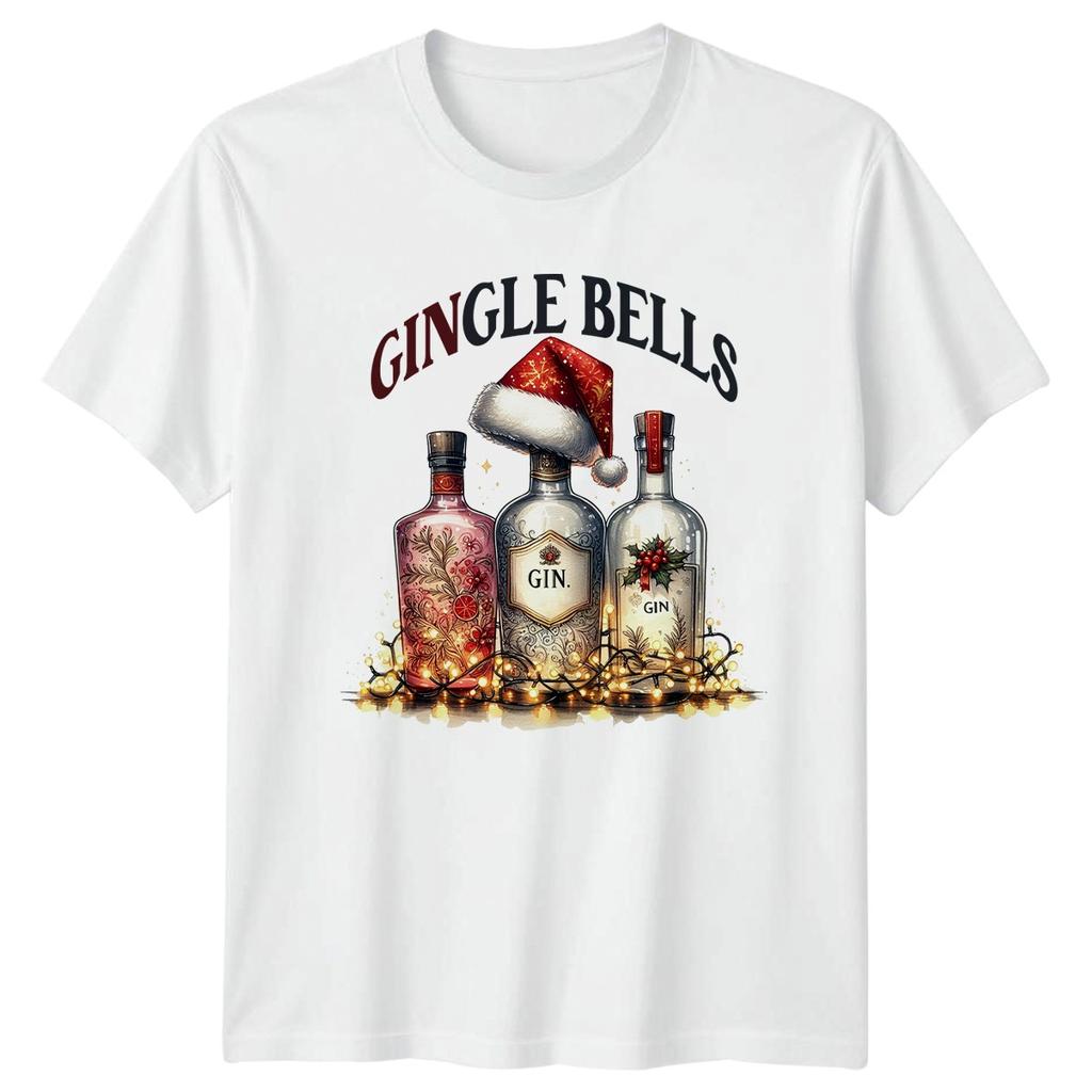 Gingle Bells Gin Christmas Holiday Unisexs Unisexs Graphic Tee