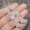 Rose Quartz Rough Gemstone Handmade 925 Sterling Silver Jewelry Earring For Thanksgiving