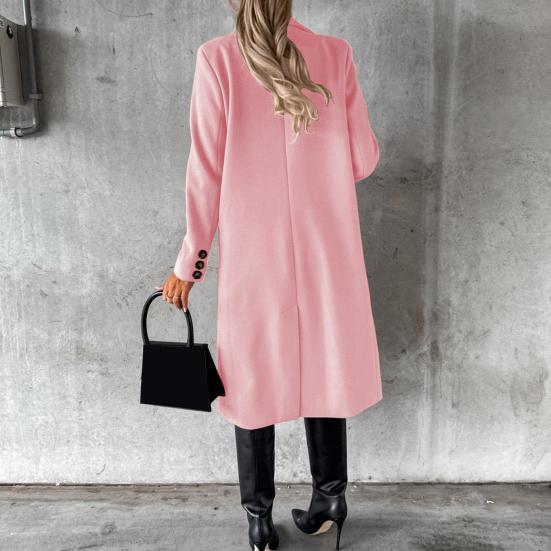 Женский шерстяной жакет с отложным воротником, однотонное двубортное пальто средней длины, термобелье с длинными рукавами, для поездок на работу, свиданий, весна-осень-зима