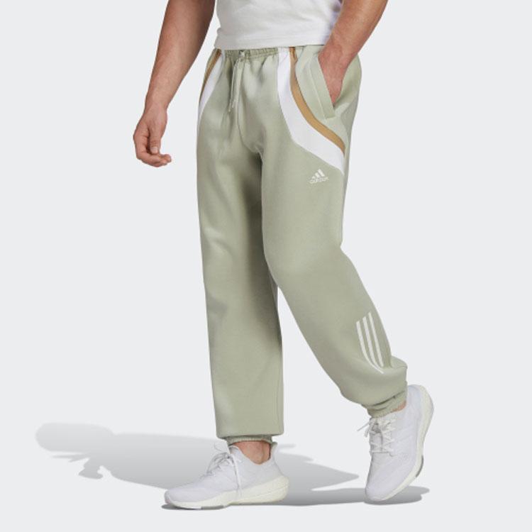 Adidas Contrast Pattern Lace-Up Casual Sports Pants Men Bottoms Green HP1892