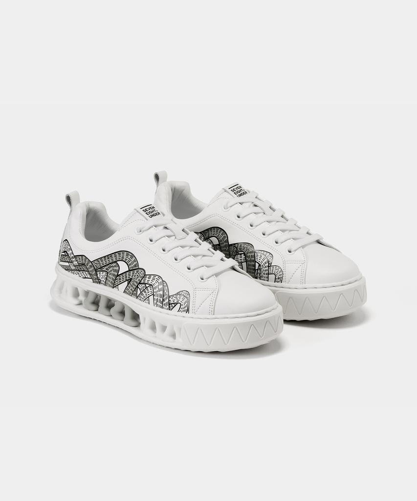 78Under M-5 Leather Graphic Low Top_White