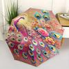 Peacock, pink Automatic folding umbrella  simple eight rib design, bright color pattern, durable iron frame, ideal for travel and outdoor, b