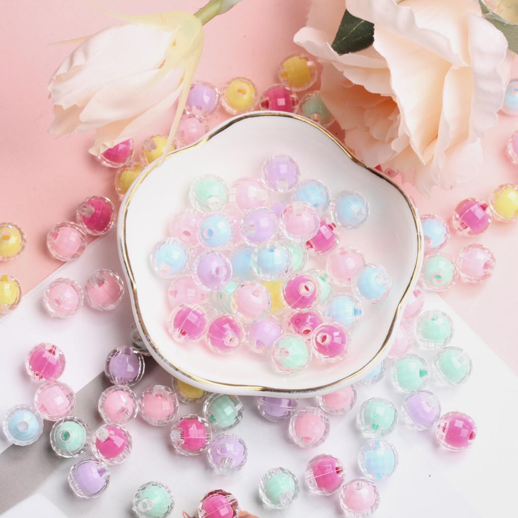 High Quality Necklace Bracelet Loose Beads 150/100Pcs Sandwich Transparent Creative 8/10mm Round Pendant Faceted DIY Jewelry Making Candy Color