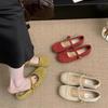 Fashion Light Mouth Red Shoes Girl Spring and Autumn New French Retro Gentle Fairy Suede Mary Jane Shoes Flat Beanie