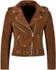 Brown Women Genuine Soft Pure Suede Leather Jacket Biker Casual Classy Handmade