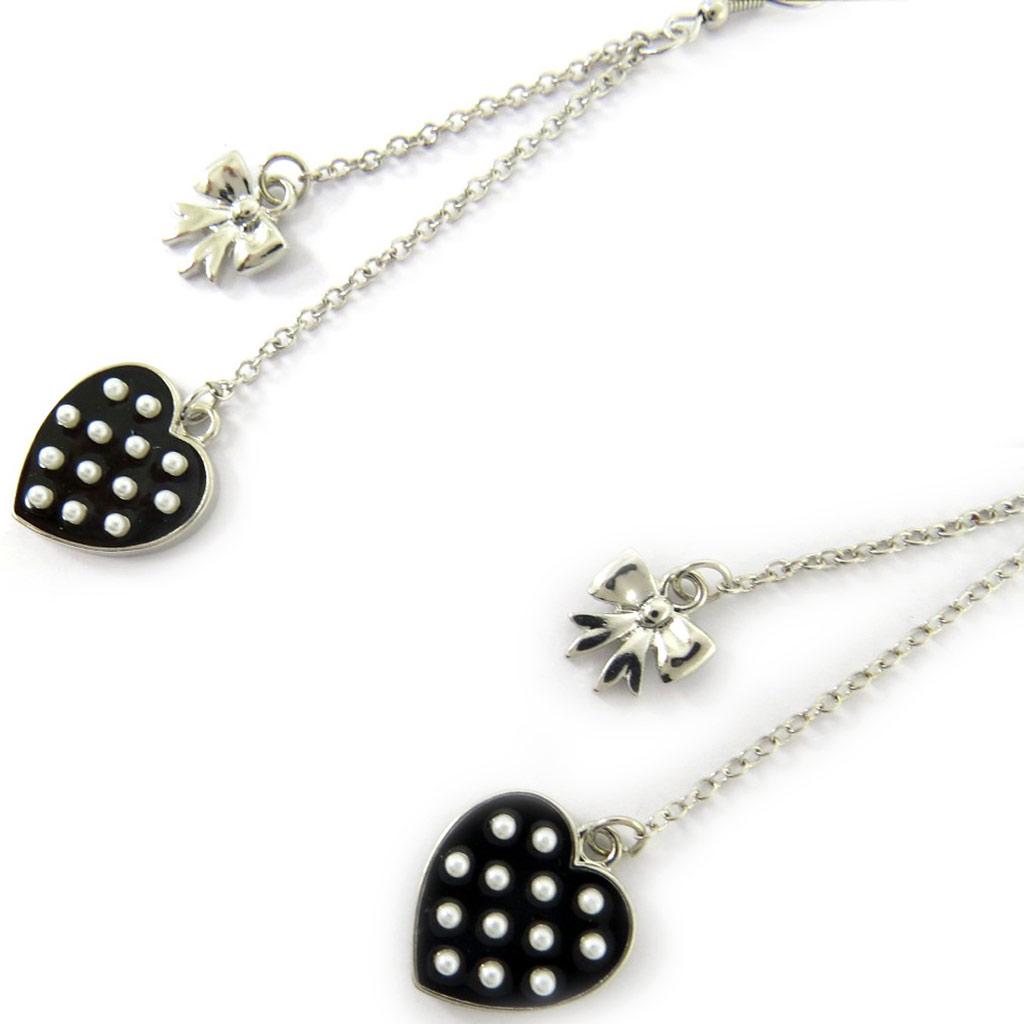 Les Trésors De Lily [L5615] - Black 'Love' Designer Earrings