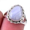 Natural Blue Lace Agate Gemstone 925 Solid Sterling Silver Jewelry Ring S.6 R1i24