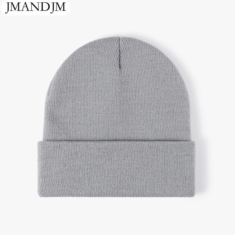 Available Autumn and Winter Warm Thickened Double Beanie Hat Simple Men's Women's Knitted Hat