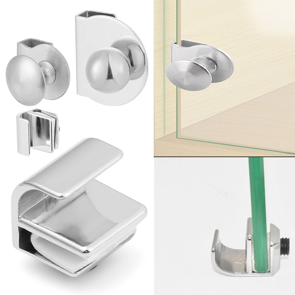 No Drilling Board Support Plank Clip Glass Clamp Glass Door Handle Door Clips Cabinet Drawer Pull