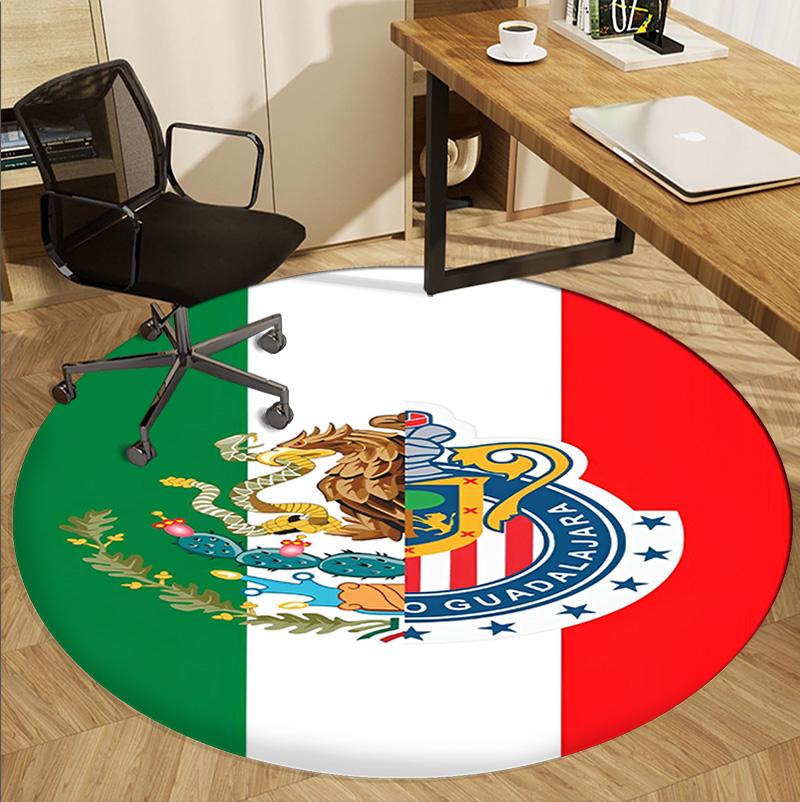 Club Deportivo Guadalajara Pattern Round Rug, Indoor/Outdoor Mat, for Picnic, Gameroom, Bedroom, Office, Living Room, Home Decor Carpet, Birthday Gift