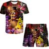 2pcs Sets Boys Girls 3D Print FNAF Clothes Suits Summer Fashion Short Sleeve T-shirts + Short Pants Clothing Outfits 4-14 Years