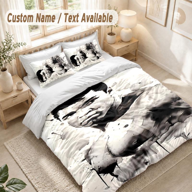 Muhammad Ali Bedding Set, 1 Duvet Cover & 2 Pillowcases Soft Comfortable Bedroom Home Textile Decor
