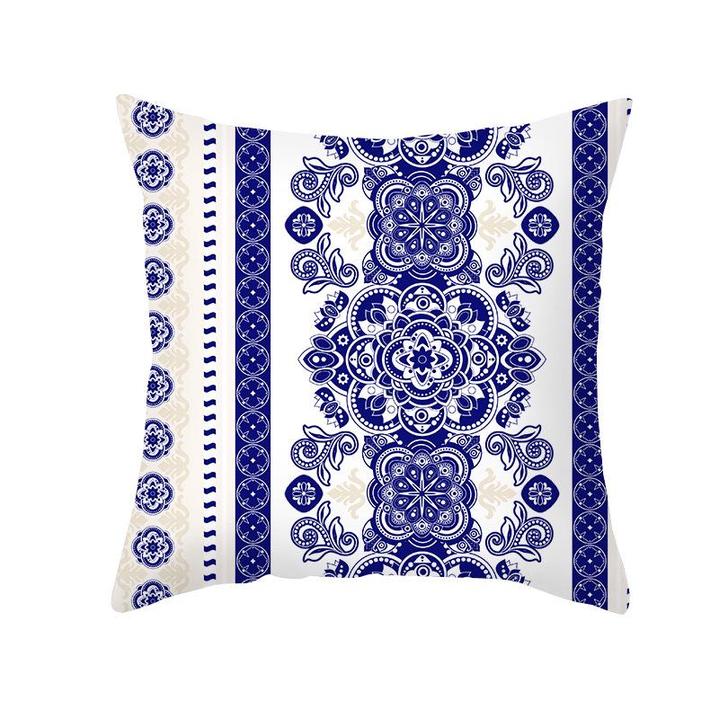 Этнический стиль Чехол на подушку для дивана Синий с принтом Персиковая кожа Чехол на подушку Офисная подушка