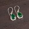 Серебро 925 пробы Зеленый оникс Драгоценный камень Ручная работа Ювелирные изделия Висячие серьги 1,30" EE-3-17