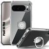 Coque pour Google Pixel 10 Pro, Antichoc Transparent avec Support Bague Argenté Réglable