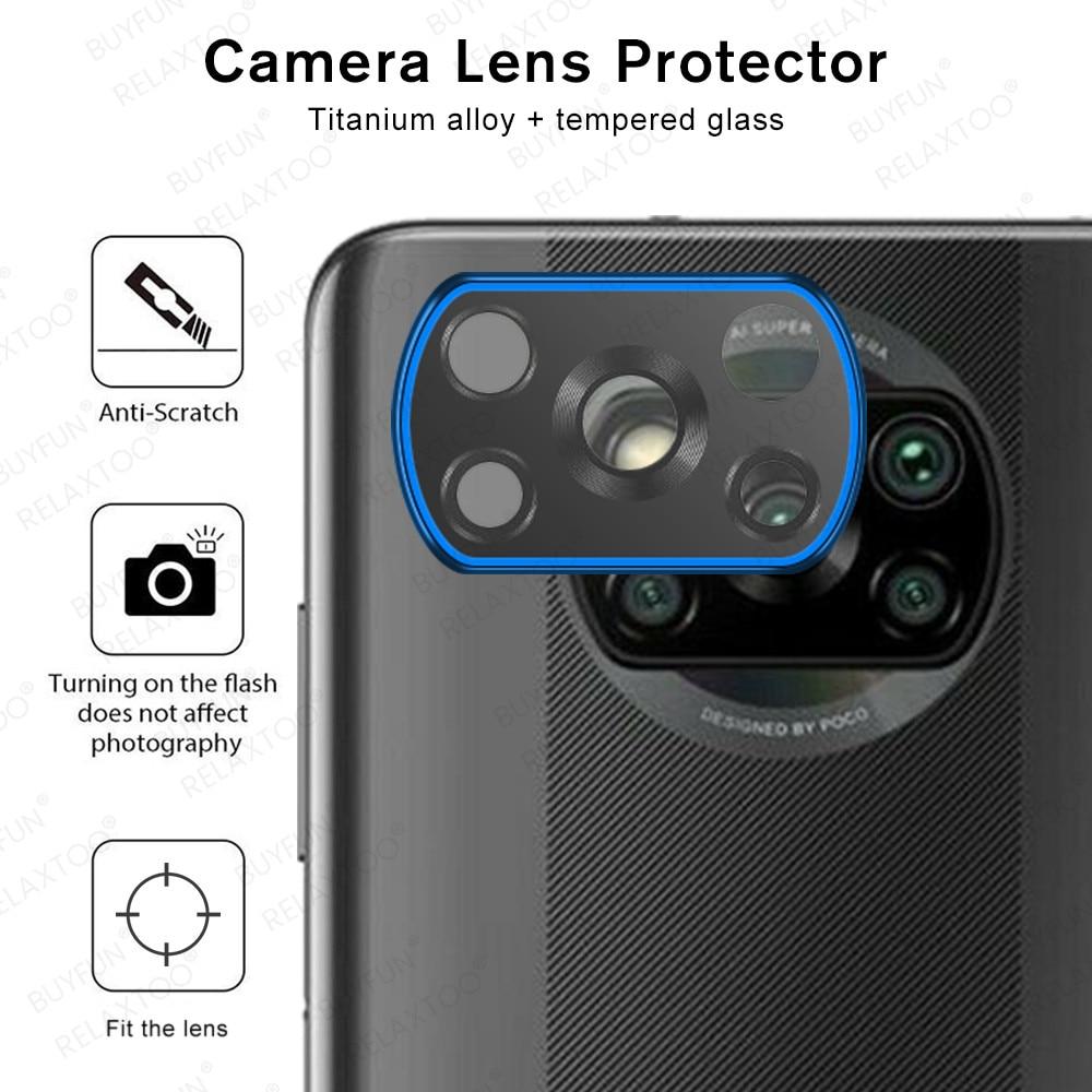 Camera Lens Protector For Xiaomi Poco X3 NFC Pro Metal Ring Cover Tempered Glass for Xiaomi Poco X3Pro Rear Lens Protection Case