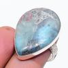 Natural Larimar Gemstone Handmade 925 Sterling Silver Jewelry Ring Size 9 L2v94