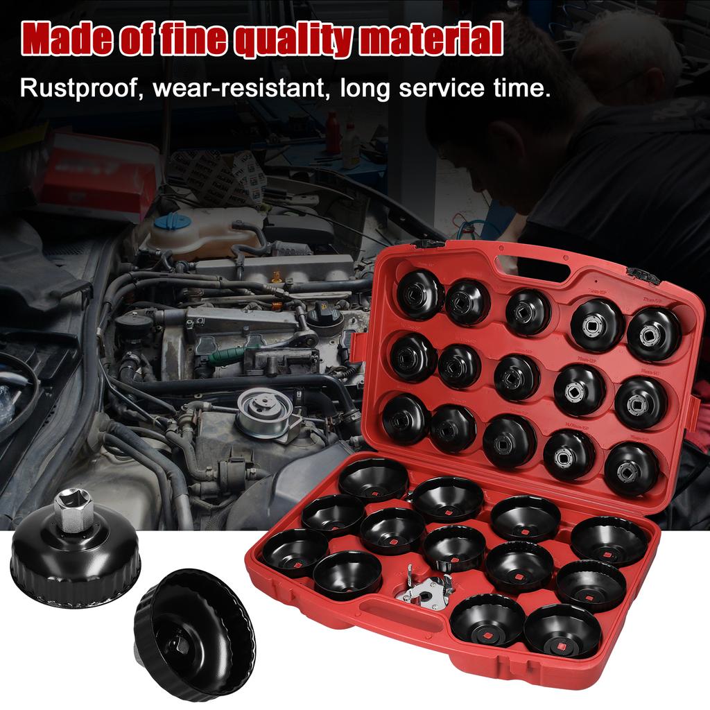 30Pcs Oil Filter Captype Removal Wrench Socket Set 12inch 12.5mm Mouth Car Fuel Filter Remover