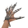 Готический панк перчатка в виде скелета руки, регулируемый металлический коготь на палец, кольца на весь палец в виде скелета для Хэллоуина, косплея и вечеринки