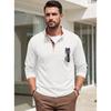 Men S Casual Stand Collar Jacquard Long Sleeve Sweatshirt With Chest Pocket