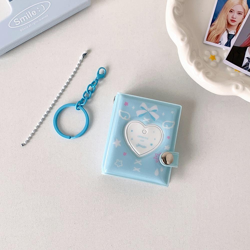 Portable Bow Photo Album Keychain Snap Closure Album Book Mini Photocards Holder