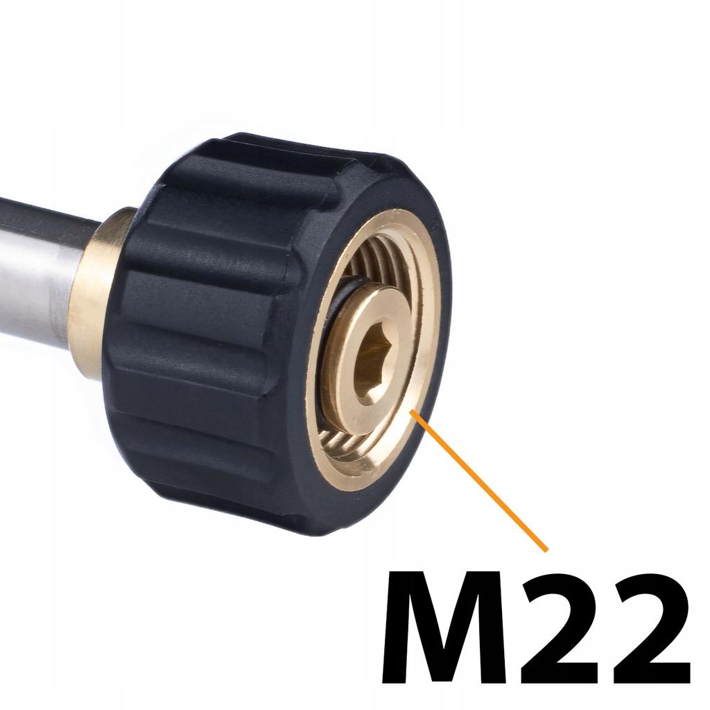 Rosfix Lanca Zagięta 60CM 15° M22x1.5 – Do Myjek Karcher HD/HDS | Dysza Płasko-Strumieniowa | Gumowany Uchwytny | Stal Nierdzewna