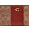 Coach Основной 20 Металлический Логотип Кошелек на Молнии Покрытый Холст и Телячья Кожа Унисекс Кошелек Латунный Коричневый CS031-B4NQ4