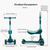 Детский кик-скутер 2-в-1 со светодиодными колесами, регулируемой высотой, широкой декой, трехколесный скутер, сиденье/стоя, детская игрушка для улицы
