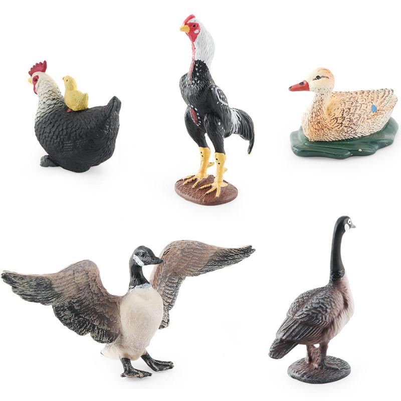 High-quality Pvc Animal Models Including Realistic Mother Duck Hen With Chicks Goose