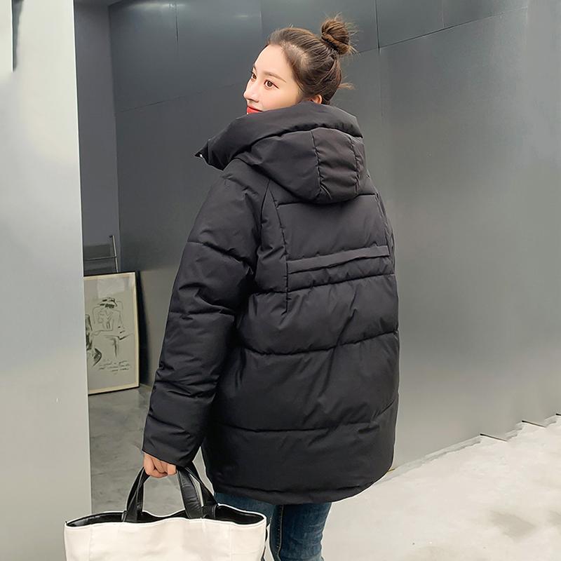 Autumn Winter Thicken Warm Parka Women Casual Sweety Solid Color Big Pocket Loose Short Hooded Coat Jackets Outwear