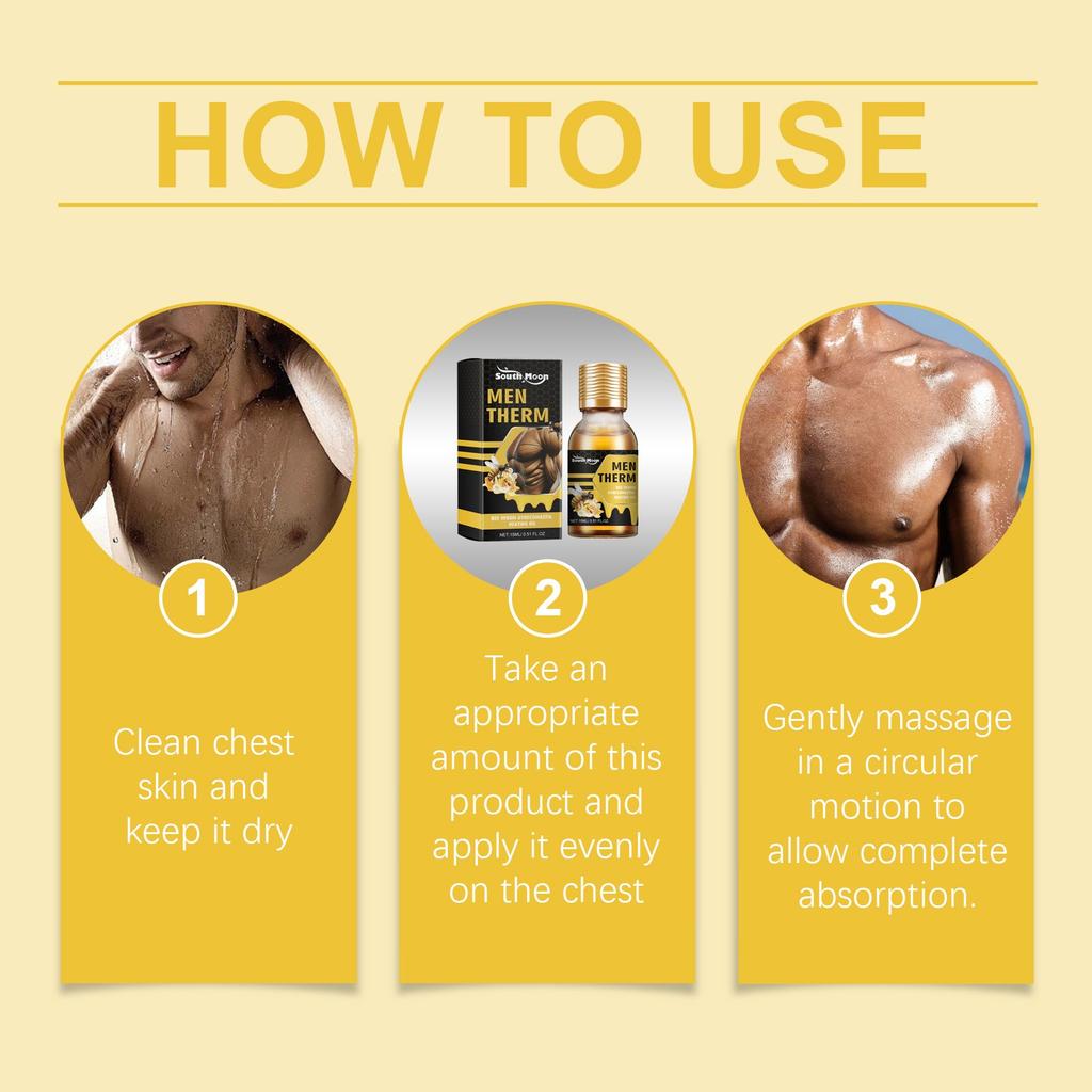 MenTherm Bee Gynecomastia Heating Oil, New Men Bee Oil, Eliminates Excess Breast Tissue, Strengthen Chest Muscles 15ml