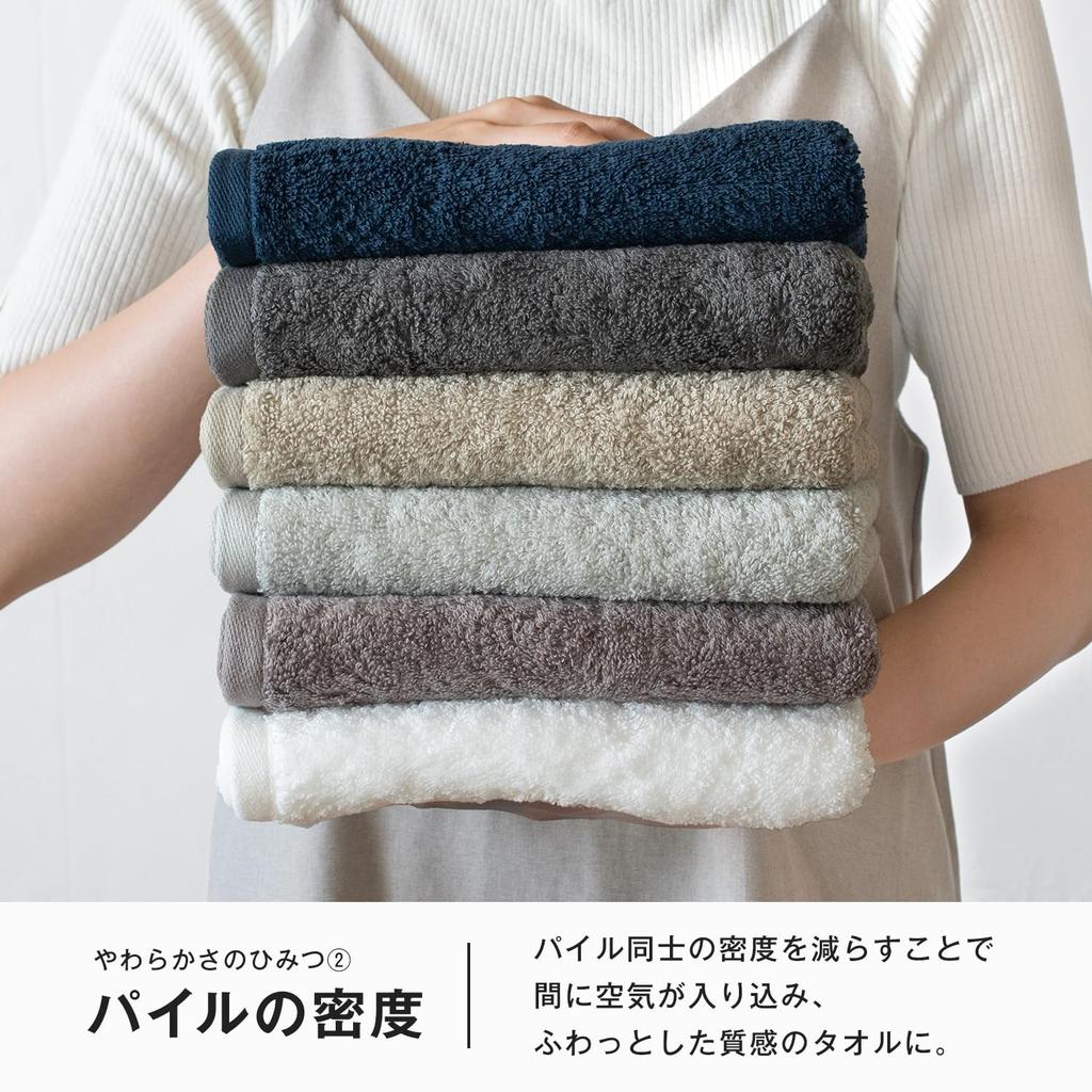 Bloom Imabari Certified FUu Face Towels, 3-Piece Set, Soft, Fluffy, Thick, Absorbent, Hotel-Grade, Made in Japan, 100% Cotton (Navy)