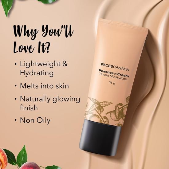 FACES CANADA Peaches N Cream Tinted Moisturizer - Light 01, 35 г | Мягкий персиковый | Слегка тонированный BB-крем | Нежирная легкая гелевая формула