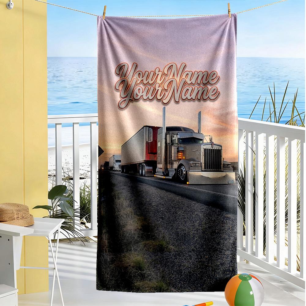 Kw Heavy Trucks Customize Your Name Beach Towel Quick-Dry Soft Microfiber