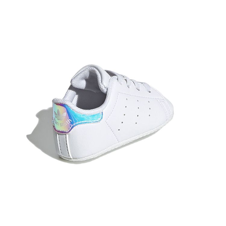 Adidas Stan Smith Crib White Переливающиеся детские кроссовки Cloud-White Silver-Metalic FY7892