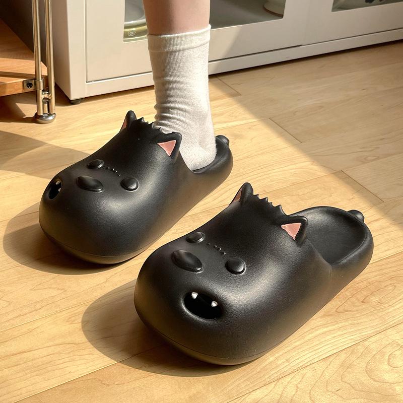 Summer Home Street Slippers For Women Men Cute Cartoon Dog Platform Shoes Soft EVA Slip-on Sandals Couples Indoor Beach Slides