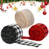 Christmas Ribbon Wired Red And Black Plaid Wrapping Ribbon Roll 5cm/1.9inch Christmas Ribbon Roll Multifunctional Christmas Tree