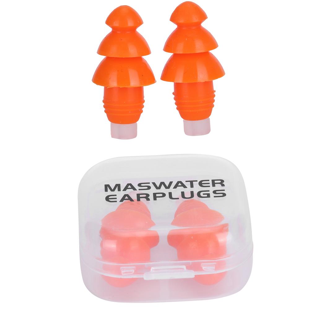 Многоразовые беруши Водонепроницаемые силиконовые беруши Шумоподавление для плавания и сна(Оранжевая коробка )