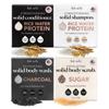Kitsch 4 Piece Bar Set - Rice Water Shampoo Conditioner Bar Charcoal Body Soap Bar Sugar Scrub Bar - Vegan Paraben and Sulfate Free