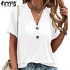 Женские модные повседневные летние весенние однотонные блузки и рубашки с v-образным вырезом и короткими рукавами с принтом