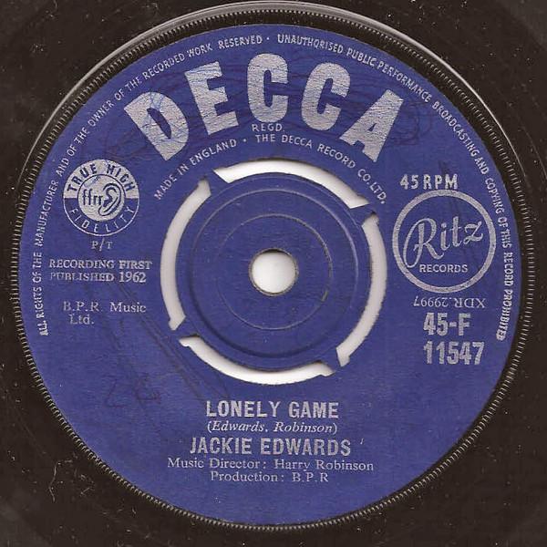 7-дюймовая пластинка JACKIE EDWARDS Lonely Game 45F11547 Decca 1962 UK Регги Ска Даб Б/у